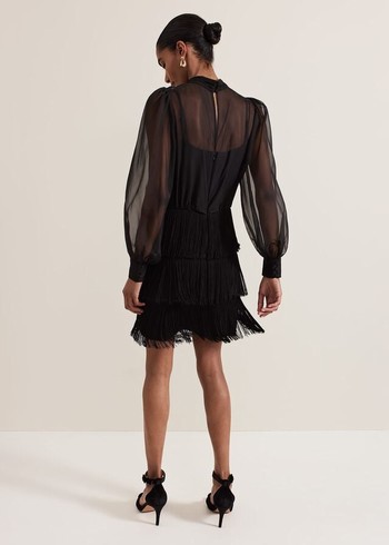 Phase Eight Felicity Fringe Dress Black Canada | UFIMZR-305